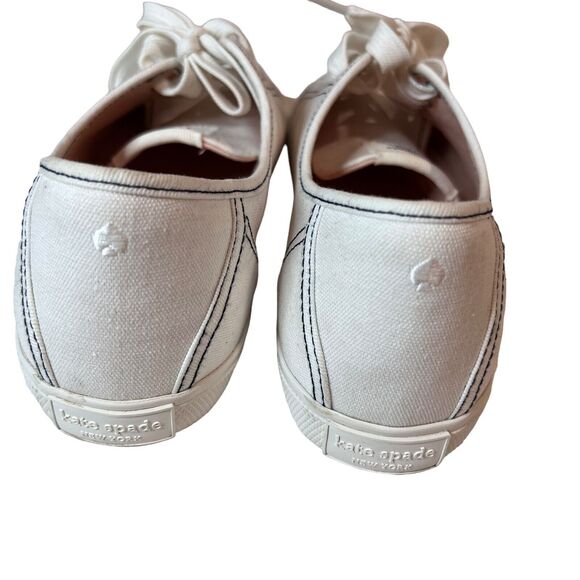 Kate Spade Tomm Canvas Tennis Shoes Sneakers Low White Womens Sz. 9b Preppy - Picture 2 of 10